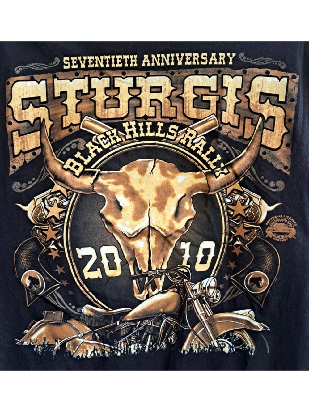Sturgis Black Hills Rally 2010 Men's L Black Short Sleeve Delta T-Shirt